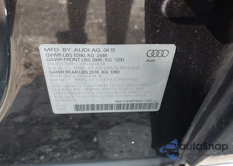 2015 Audi Q5 2.0T Premium z USA, uszkodzony, nr VIN WA1CFAFP4FA138823